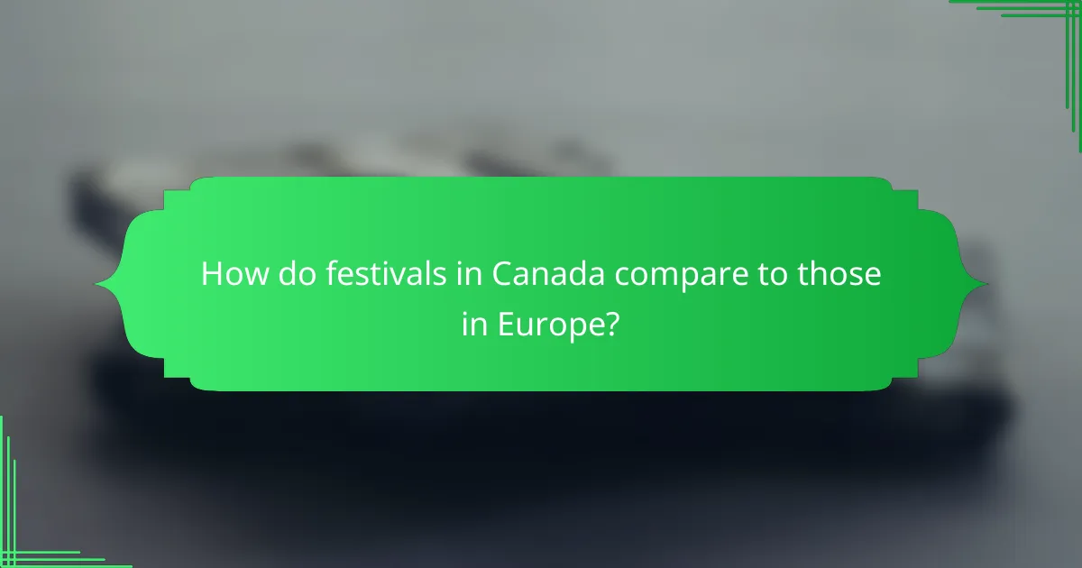 How do festivals in Canada compare to those in Europe?