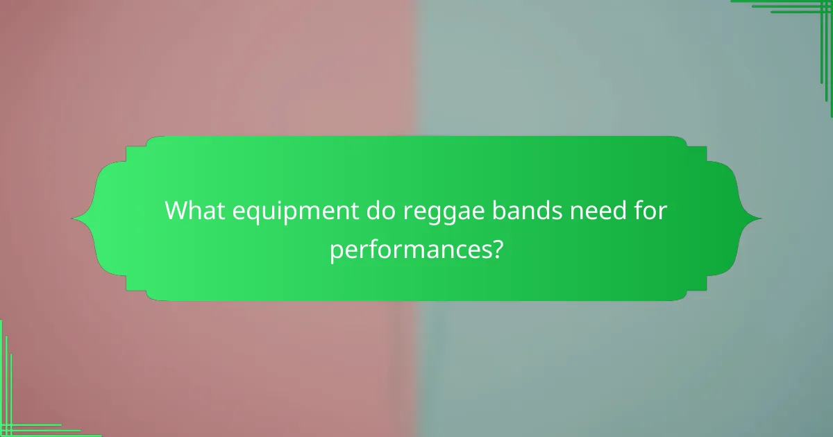 What equipment do reggae bands need for performances?